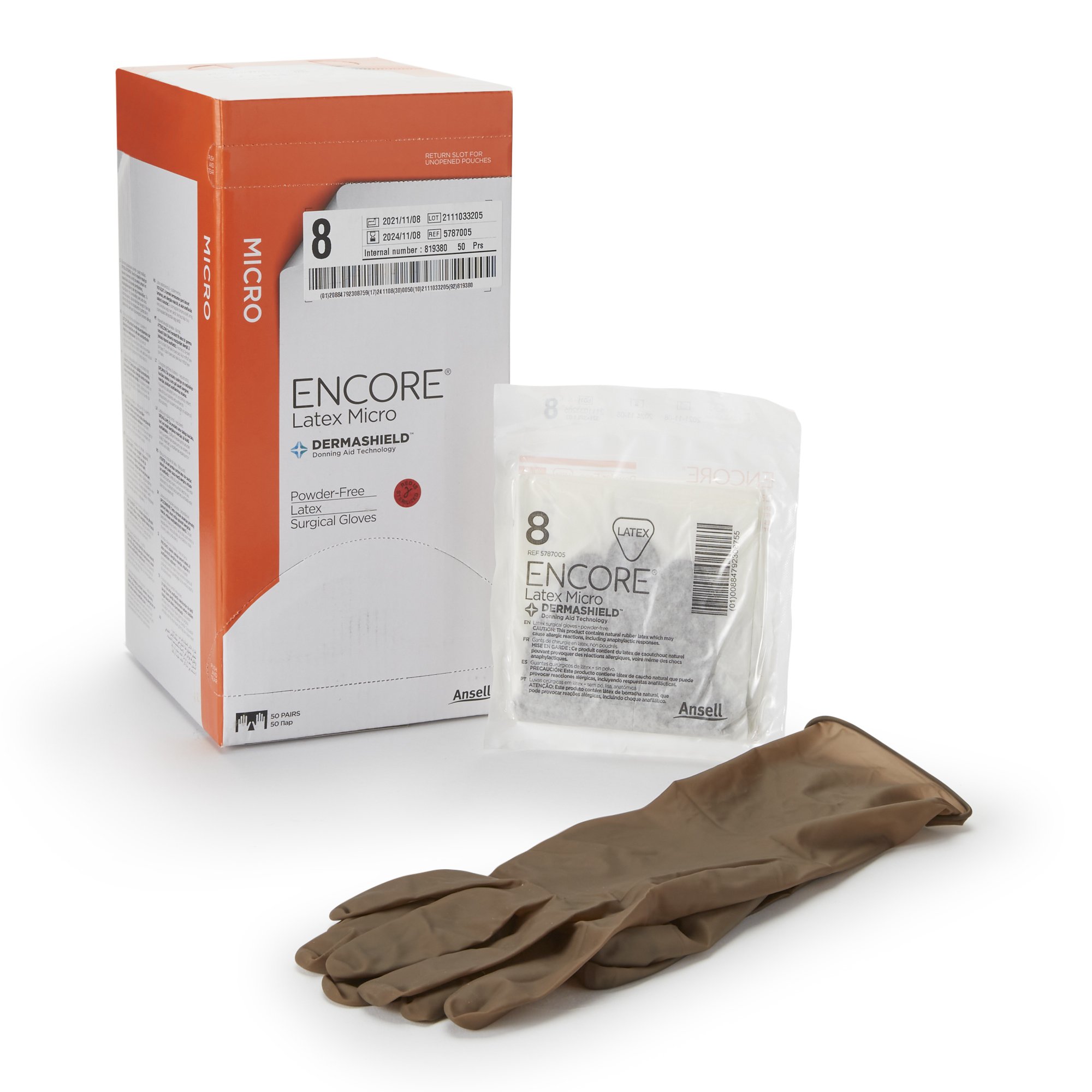 Gloves Surgical ENCORE® Latex Micro Size 8 Steri .. .  .  